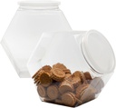 Cornucopia Brands Gallon Plastic Container Candy Jars (2-Pack); Hexagon Shaped Countertop Display Containers; Cookie and Snack Storage