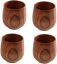 Luxshiny 4pcs Hotel Grade Solid Wood Tea Cup Hot Drink Serving Cup Soup Holder Multipurpose Mug