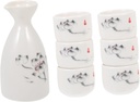 Japanese Sake Pot Set Ceramic Sake Server 4 Cups Traditional White Wine Serving for and Wine Lovers for Home Entertaining