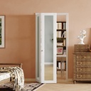 180 Degree Bifold Door, for 36″x 80″ Door Openings, White 1-Lite Mirrored Folding Door with Hinges Hardware Set, Full Access Bifold Closet Doors Perfect for Room Dividers