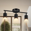 LED Track Lighting Fixtures Ceiling, Black 3-Light Track Lights for Kitchen, 3 Way Ceiling Spotlight, Flexibly Rotatable Wall Mount Light Head for Bedroom Hallway, Bulb Not Included