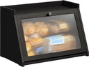 BMOSU Bread Box for Kitchen Countertop Large Capacity Corner Bread Box Farmhouse Bread Container Bread Storage Bread Holder (Black, Large)