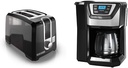 BLACK+DECKER 2-Slice Toaster 850W 6 Settings Bundle with 12-Cup Coffee Maker Built-in Grinder Programmable