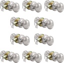 Probrico Passage Closet Brushed Nickel Door Knobs, Oval Interior No-Locking Door Knobs, Indoor Door Handle for Hallway, Egg Shape 10 Pack