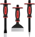 TOOLEAGUE 3Pcs Heavy Duty Masonry Chisel Set, Stone and Rock Tool,11-Inch Point & Flat Chisel, 8-Inch Brick Chisel with Hand Protection